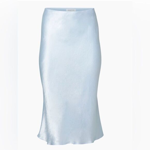 Babaton for Aritzia Women’s Size 16 Light Blue Japanese Satin Slip Midi Skirt - Picture 6 of 16